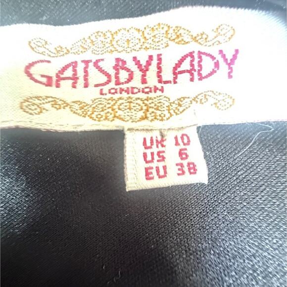 Gatsbylady London Black Beaded Sequin 1920s Flapper Dress Art Deco Formal Size 6 - Picture 14 of 16